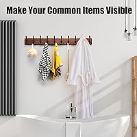 Vista 5 de Rustic 38.6" Large Coat Rack Wall Mount, Long Wood Coat Hooks with 10 Triple Hooks, Heavy Duty Wooden Coat Hanger Wall Mount for Entryway, Farmhouse