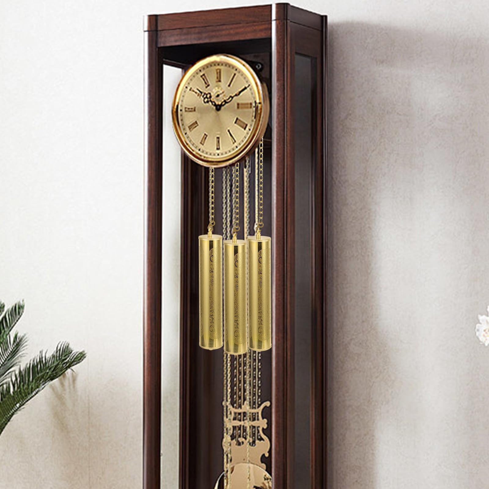 Housoutil Standuhr-Gewichte, 2 Stück Vintage-Wanduhr-Gewichte,Goldene Standuhr Dekoratives Hammer, Muster Uhrengewicht Für Wanduhr, Eisenkettengewicht Ersatz Uhrgewichtsteil