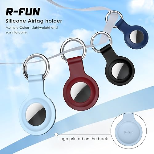 Miniatura 9 de R-fun Funda de silicona para AirTag con llavero, 4 unidades Funda de silicona para AirTag con llaveros para cartera, collar de perro, equipaje y