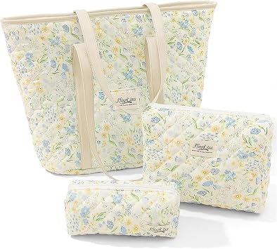Kosmetiktaschen-Set Aus Polyester – 3-teilig, Großes Fassungsvermögen & Süßes Blumenmuster