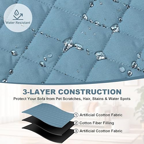 Miniatura 6 de cjc Funda de sofá impermeable de doble cara en forma de L, funda de sofá seccional, funda de sofá reversible, funda protectora de muebles para