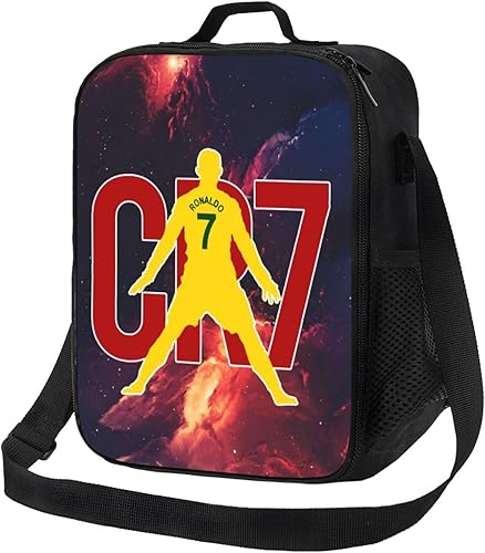 MZJXFO Fútbol #7 Ronaldo Fiambrera aislada Bolsa de almuerzo reutilizable portátil aislado Almuerzo al aire libre Trabajo aislado Bolsa de congelador