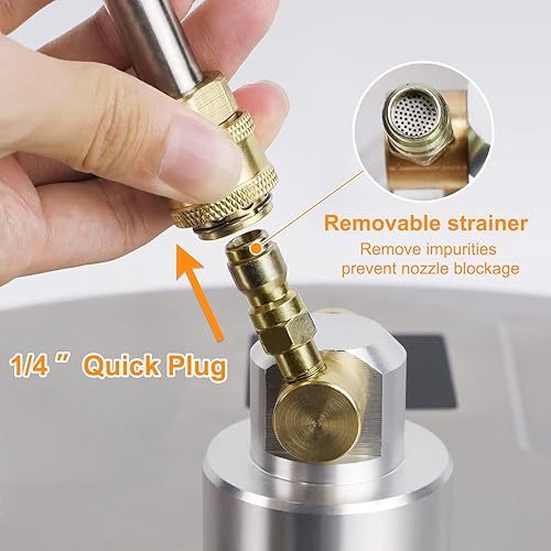 Miniatura 4 de Limpiador de superficie para lavadora a presión con 4 ruedas (14 pulgadas), color plateado, 4000 PSI, estilo industrial