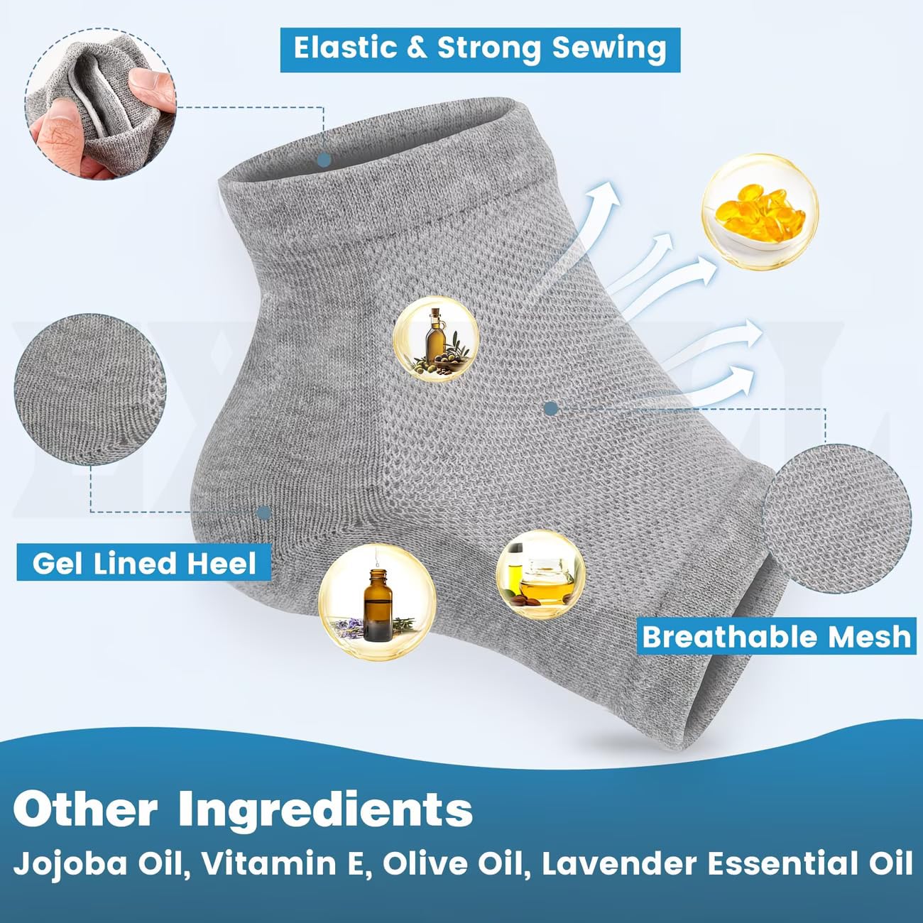 EXIFYLL Heel Pain Relief Silicone Gel Pad Heel Protector Socks with Spa Botanical for Men and Women Soft Cotton Heel Socks, Dry Cracked Skin Free Size ,Heel Pain Relief Silicone Gel Pad Heel Protector Socks with Spa Botanical for Men and Women Cotton Socksa A1 4