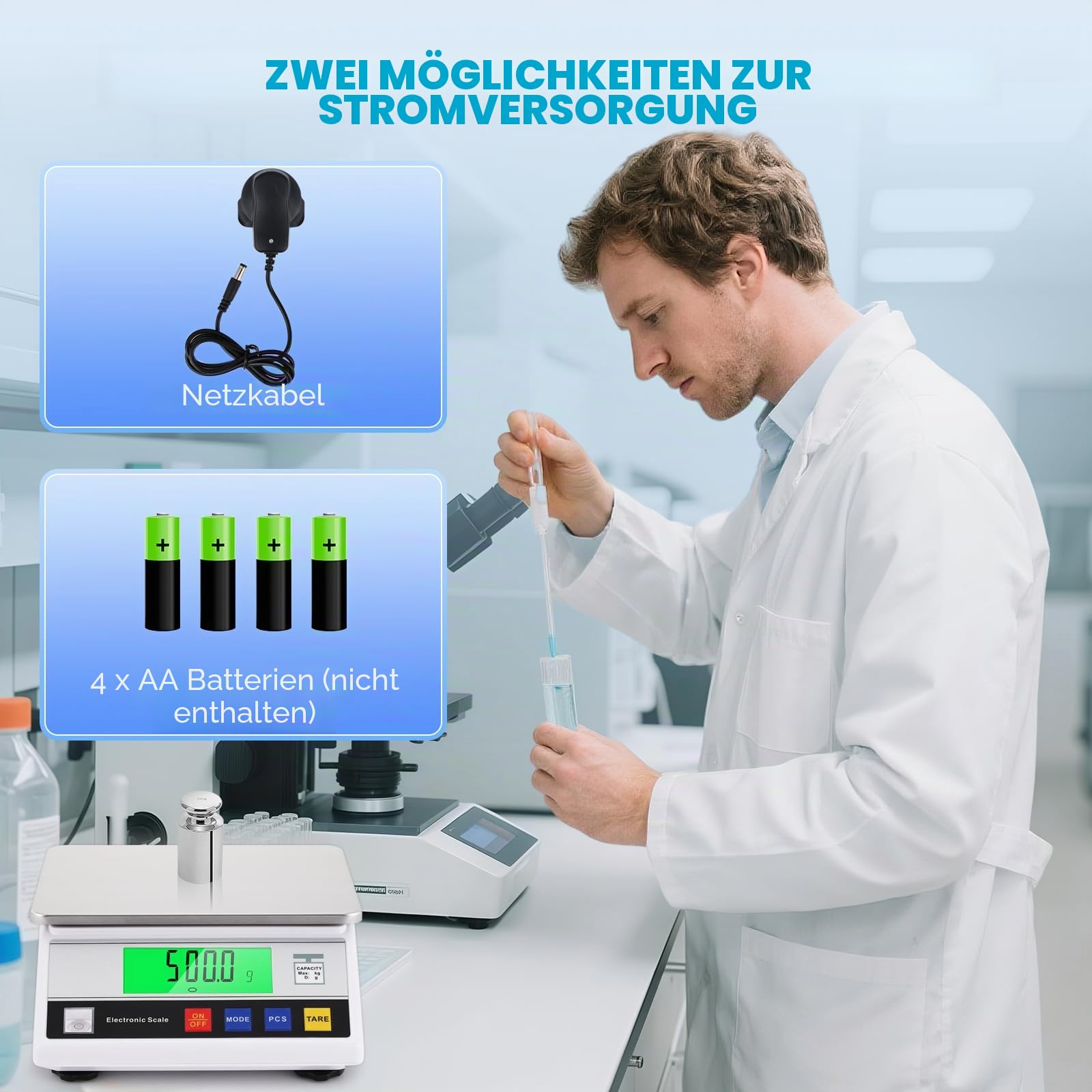 CGOLDENWALL Hochpräzise Analysenwaage 0.1g Digitale Elektronische Industrielle Präzisionswaage Intelligente Wissenschaftliche Laborwaage mit Zähl&Tarafunktion (10kg, 0.1g)