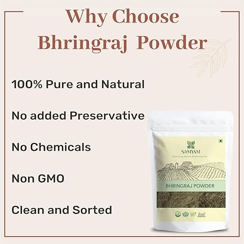 Miniatura 4 de SAMYAM Bhringraj - Polvo herbario para el cuidado del cabello, 7.05 oz (7 onzas), tónico para el cabello a base de hierbas, crecimiento del cabello,