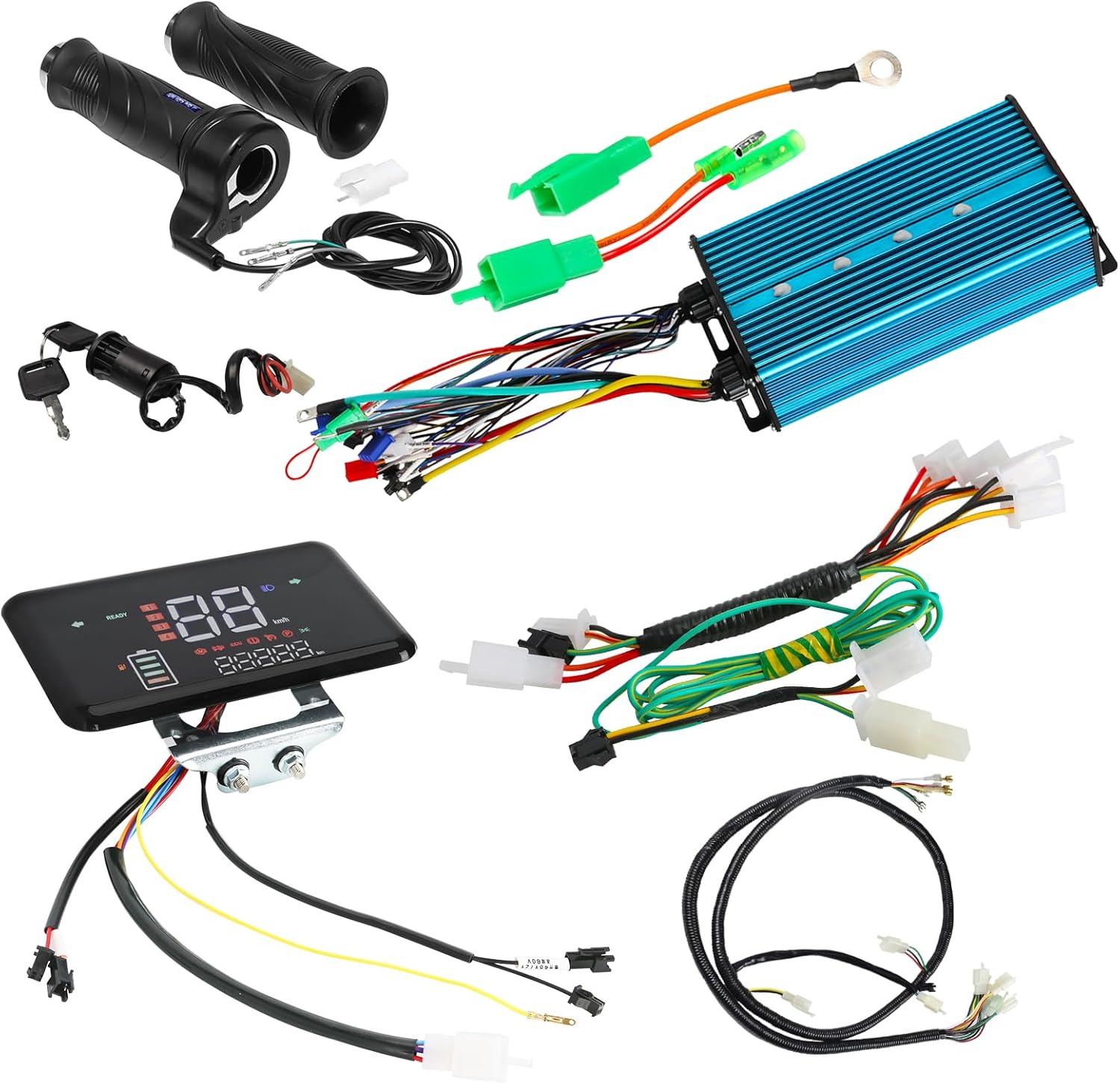 36V 48V 60V 72V Brushless DC Motor Speed Controller with LCD Display, Key Lock & Twist Throttle, 2500W–5000W Electric Scooter Controller for Go Kart ATV UTV Golf Cart Buggy Quad Lawn Mower 4 Wheeler