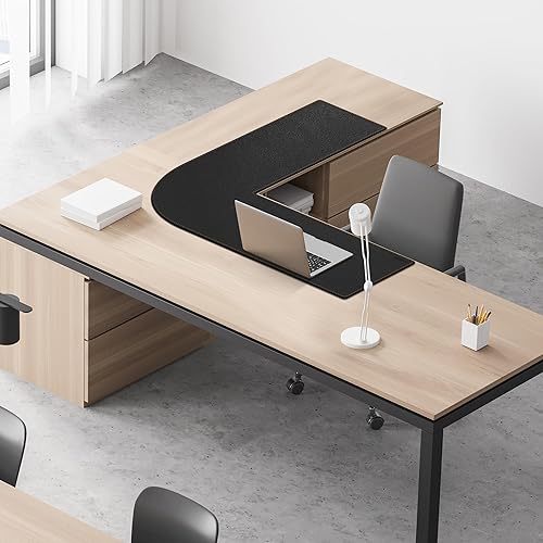 Miniatura 5 de MAIDERN Tapete de escritorio de esquina en forma de L de 40 pulgadas, corcho y cuero, tapete de escritorio de doble cara para computadora de juegos,