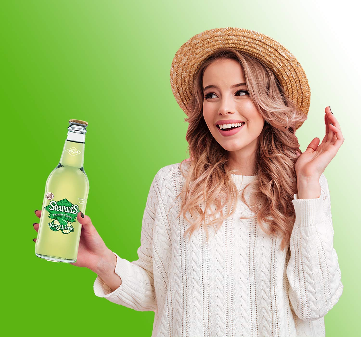 Stewarts 12 oz Glass Bottle Soda (6 Pack Total of 72 Oz) (Key Lime Soda)