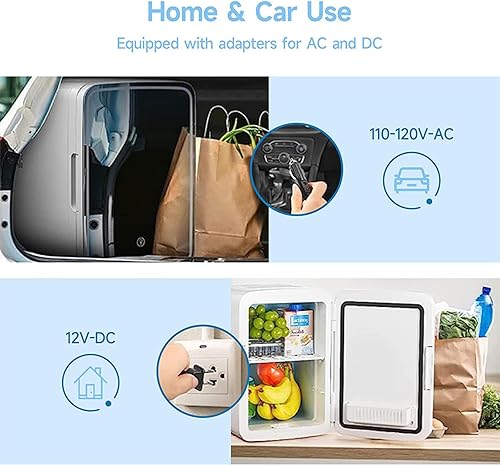 Miniatura 7 de Mini refrigerador para el cuidado de la piel, con espejo LED, mini refrigerador de maquillaje de capacidad de 8 litros, frío o calor, CA 220 V,