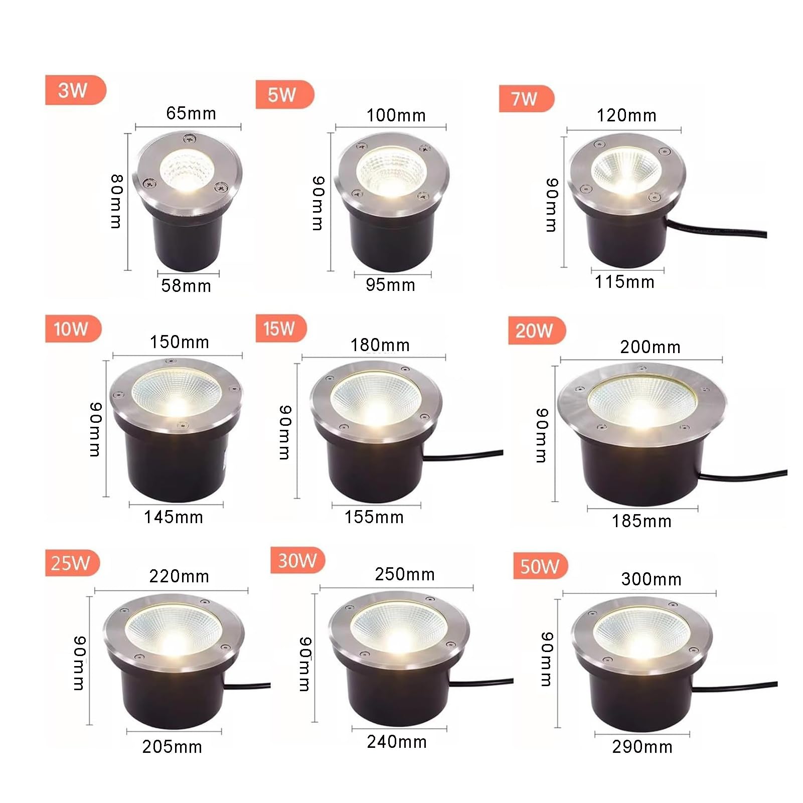 Faretto LED da Esterno Interrato Ip66 Impermeabile Ac85-2656V COB Luci Interrate per Vialetti, Terrazze, Gradini, Illuminazione Paesaggistica da Giardino