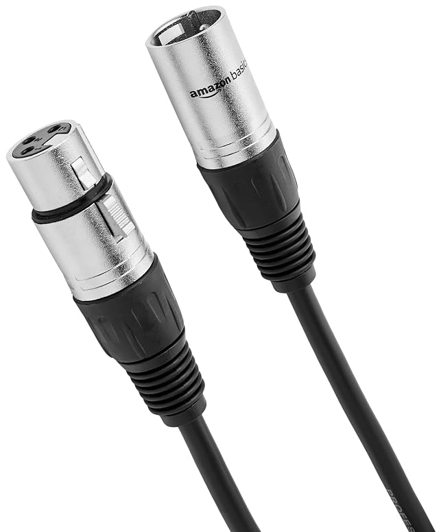 Amazon Basics XLR Male to Female Microphone Cable for Speaker or PA System All Copper Conductors 6MM PVC