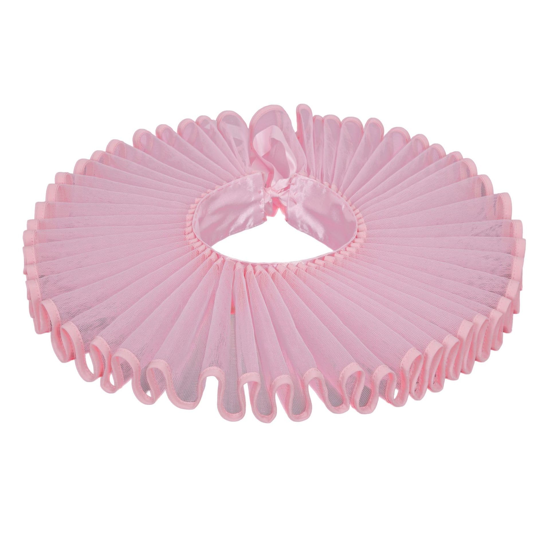 Renaissance Victorian Ruff Collar Neck Ruffle Collar Clown Collars (Pink, one Size)