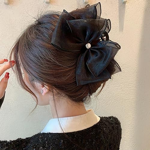 Miniatura 2 de CUBACO 2 pinzas de metal para el cabello para mujer, pinzas de lazo de encaje para niñas y mujeres, elegantes pinzas de pelo con diamantes de