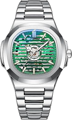 BESTKANG Mens Mechanical Watch Big Face Waterproof Luminous Stainless Steel Strap Business Self-Winding Watch for Men