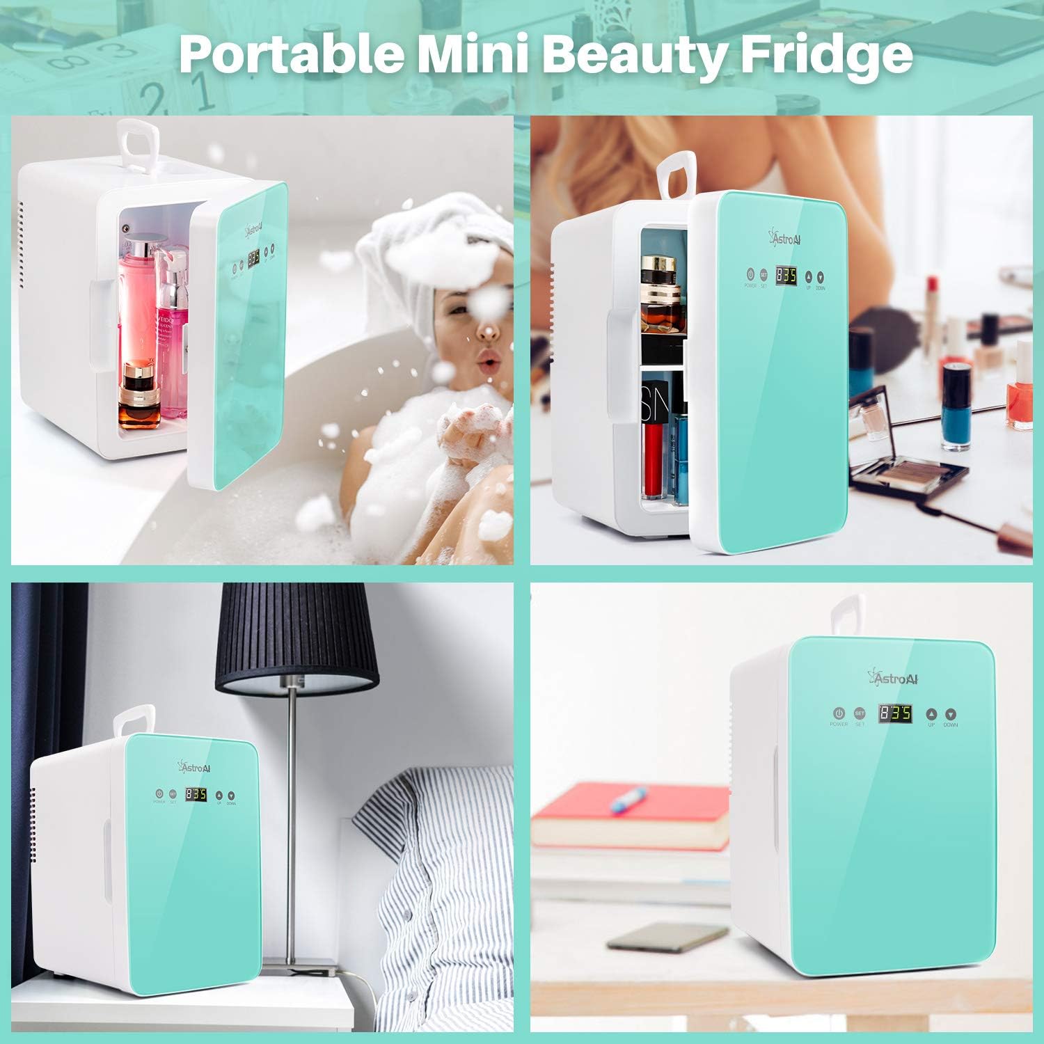 Buy Astroai Mini Fridge 6 Liter 8 Can Skincare Fridge For Bedroom With Upgraded Temperature Control Panel Ac 12v Dc Thermoelectric Portable Cooler And Warmer For Skin Care Medications Teal Online In