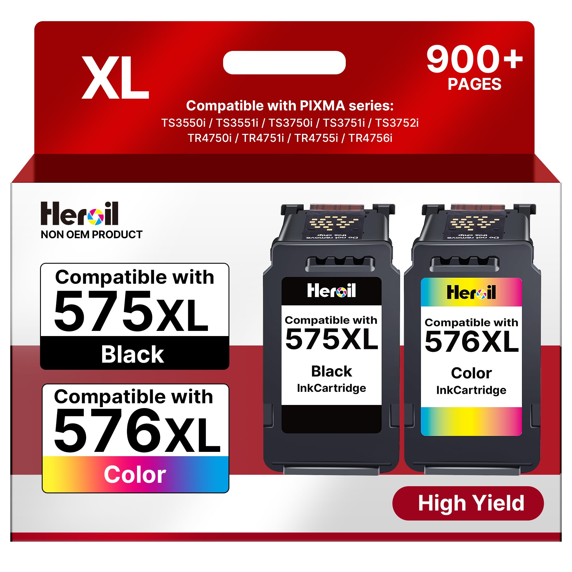 Heroil Druckerpatronen 540 541 für Canon 540XL 541XL Multipack für Canon TS5150 druckerpatronen für Pixma MG3650s MG3600 TS5100 MG4250 MX475 MG3650 MX535 TS5410 TS5151(1 Schwarz 1 Farbe)