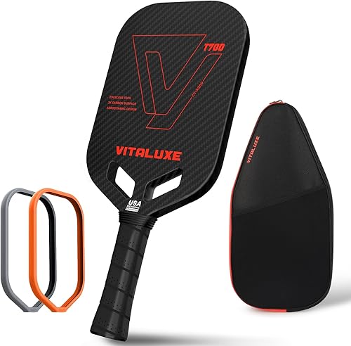 Miniatura 10 de Pala de pickleball de fibra de carbono cruda T700, superficie de fricción de carbono texturizada 3K sin bordes, paleta de pickleball termoformada