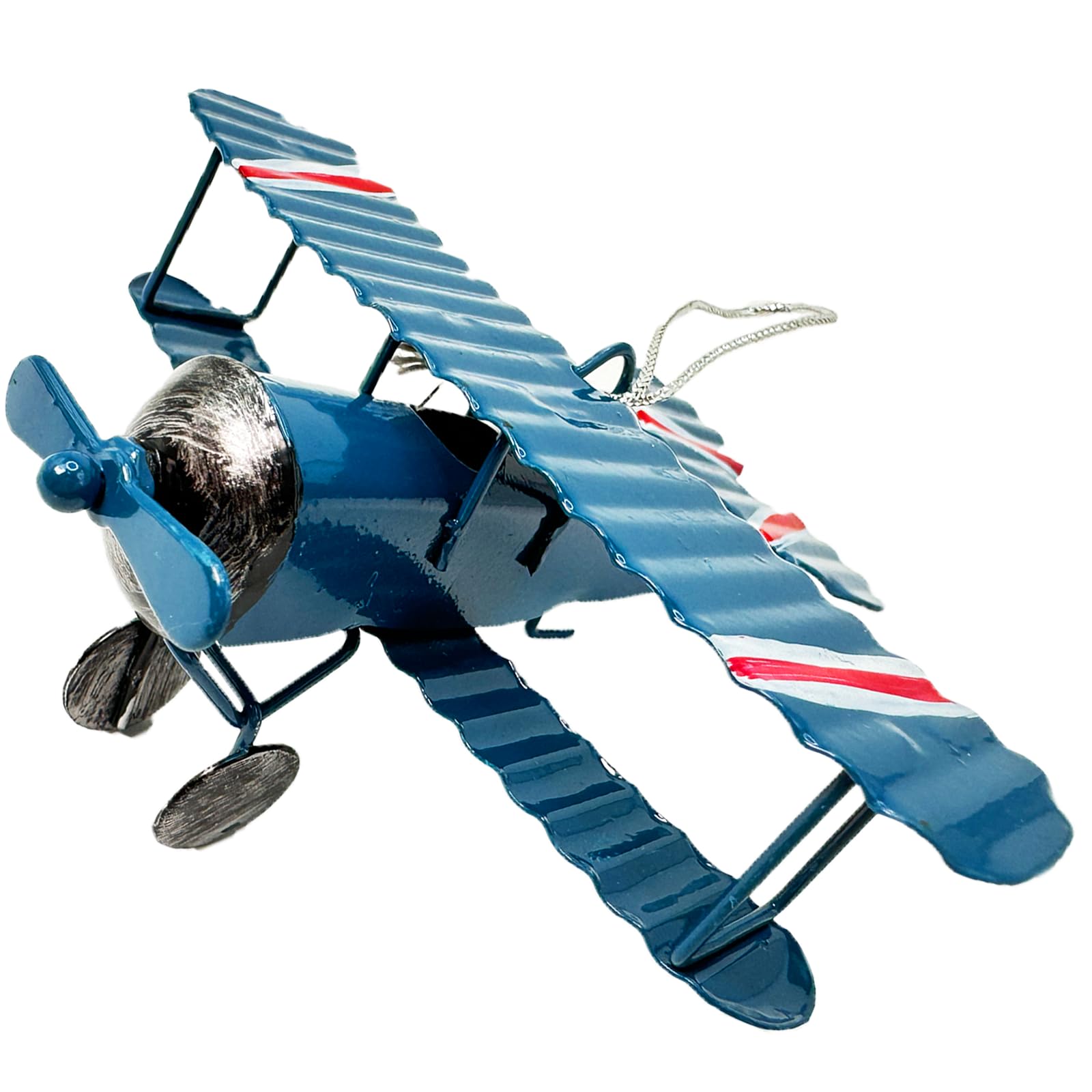 Vyooxcy Mini Airplane Ornament，Hanging Vintage Metal Airplane ，Biplane Iron Aircraft Model Statue for Cake Toppers, Photo Props, Christmas Tree,