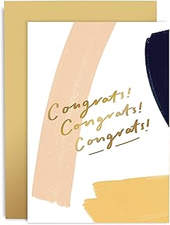 Old English Co. Celebration Card-Congrats Brushworks, A6 | Perfect for Friends or Family | Happy Adult Occasion Cards | Suitable for Men & Women | Blank Inside & Envelope Included