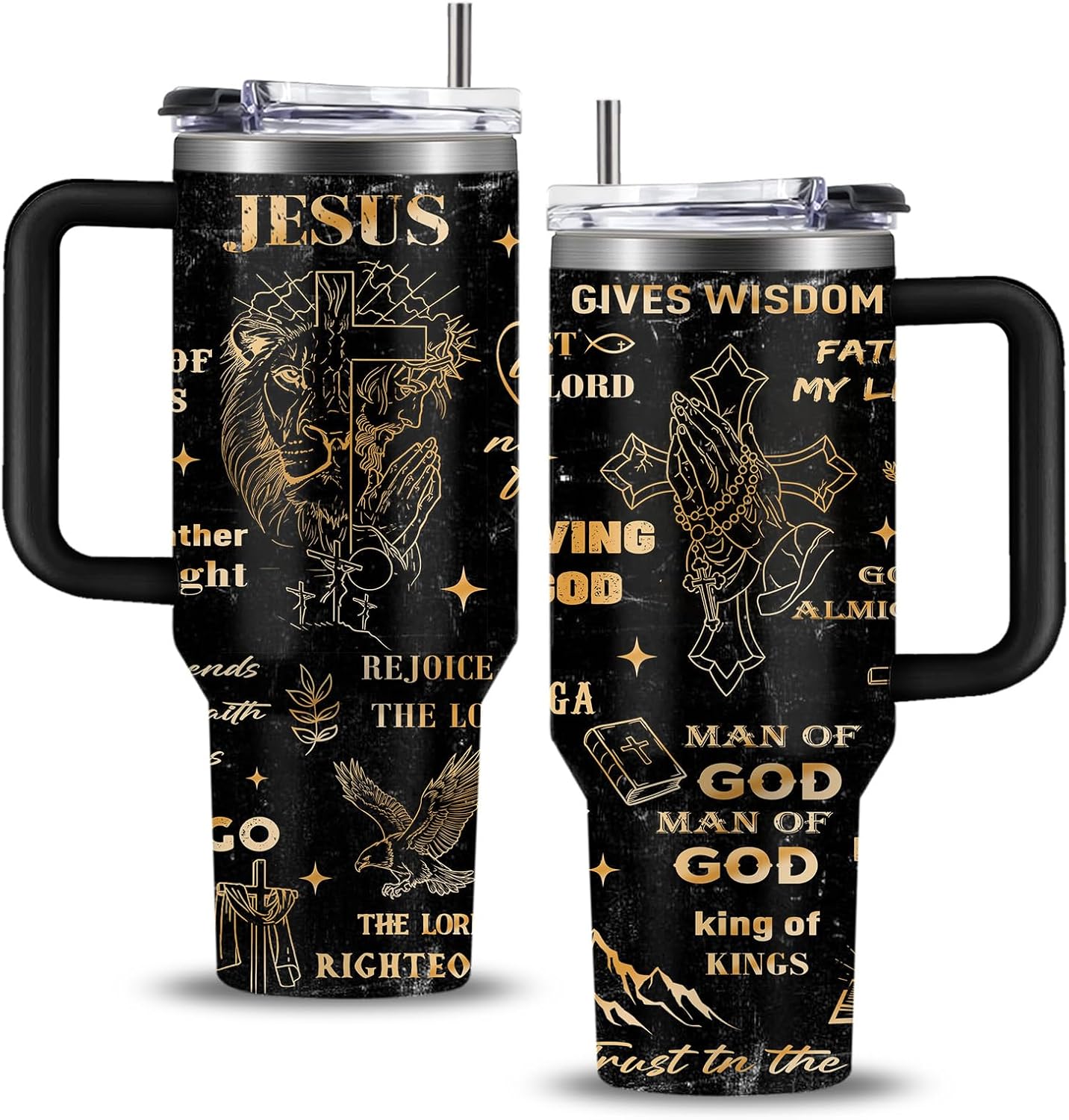 WWHSAI Christian Man Of God Tumbler for Men Jesus Religious Stainless Steel Insulated Coffee Cup God Mug 40oz