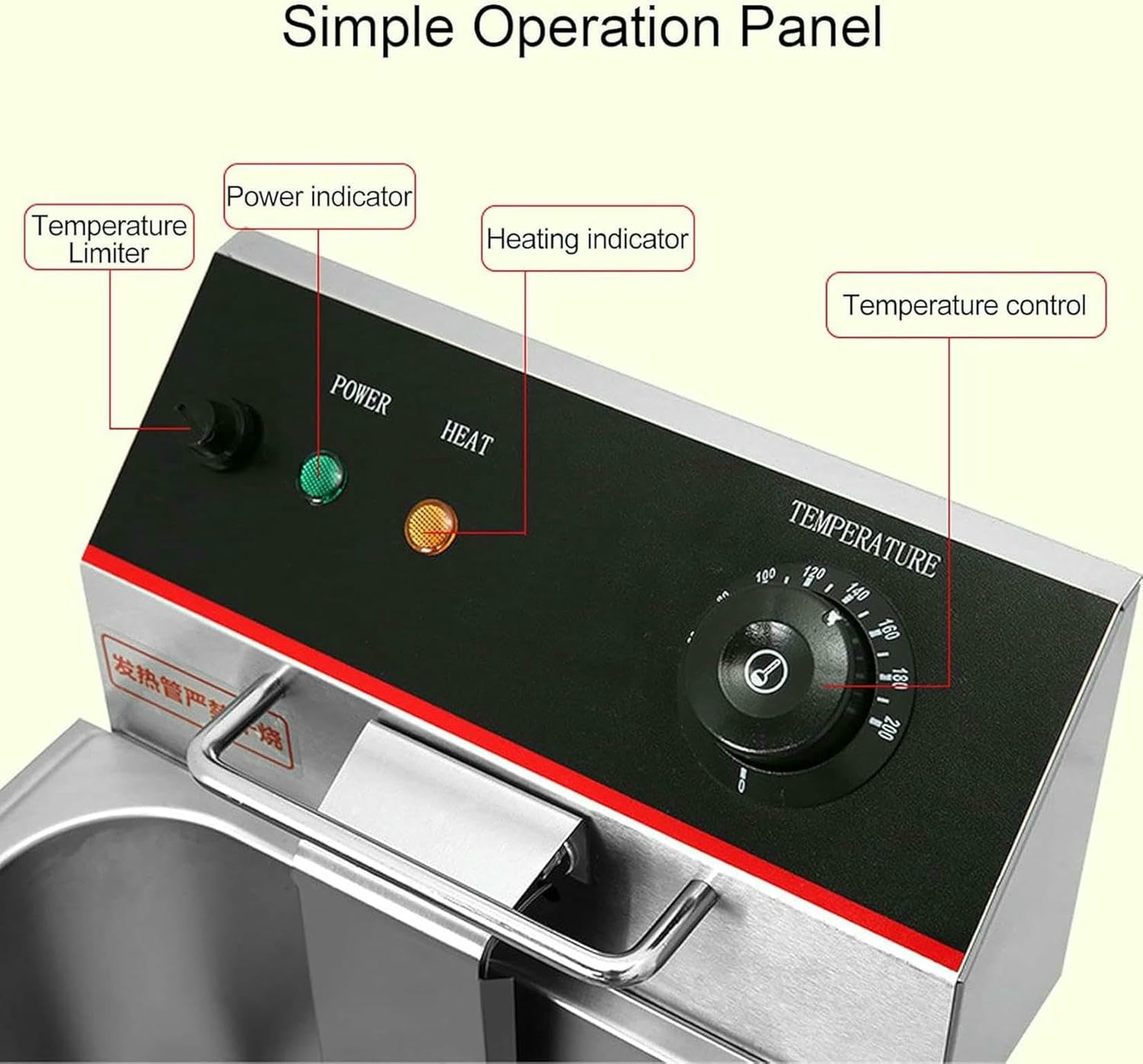 Freidora Eléctrica Comercial con Canasta, Freidora Profunda De Pescado De Aceite De Inducción De Encimera, con Función De Control De Temperatura, para Uso Comercial Y Doméstico ~/