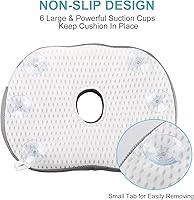 Vista 5 de Idle Hippo Asiento elevador para bañera de hidromasaje, almohada pesada para bañera de hidromasaje con potentes ventosas antideslizantes, malla