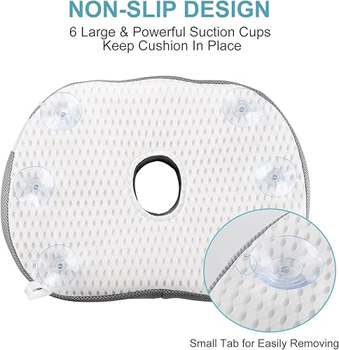 Miniatura 5 de Idle Hippo Asiento elevador para bañera de hidromasaje, almohada pesada para bañera de hidromasaje con potentes ventosas antideslizantes, malla de