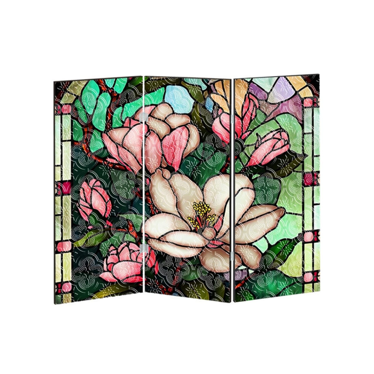 Tabletop Acrylic Screen with Printed Motif Stained-Glass Style 3-Panel Folding Screen Decorative Desktop Panel Divider Foldable for Desk, Bookshelf, Windowsill, Dorm Room, Pftyu002-image-13