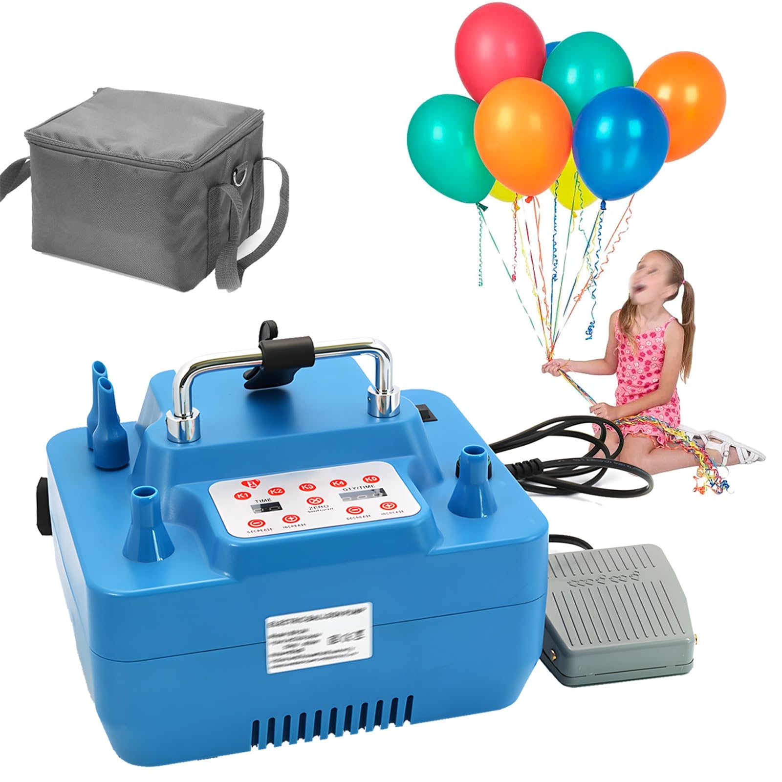 Gonfleur portable à double buse rapide avec repose-pieds