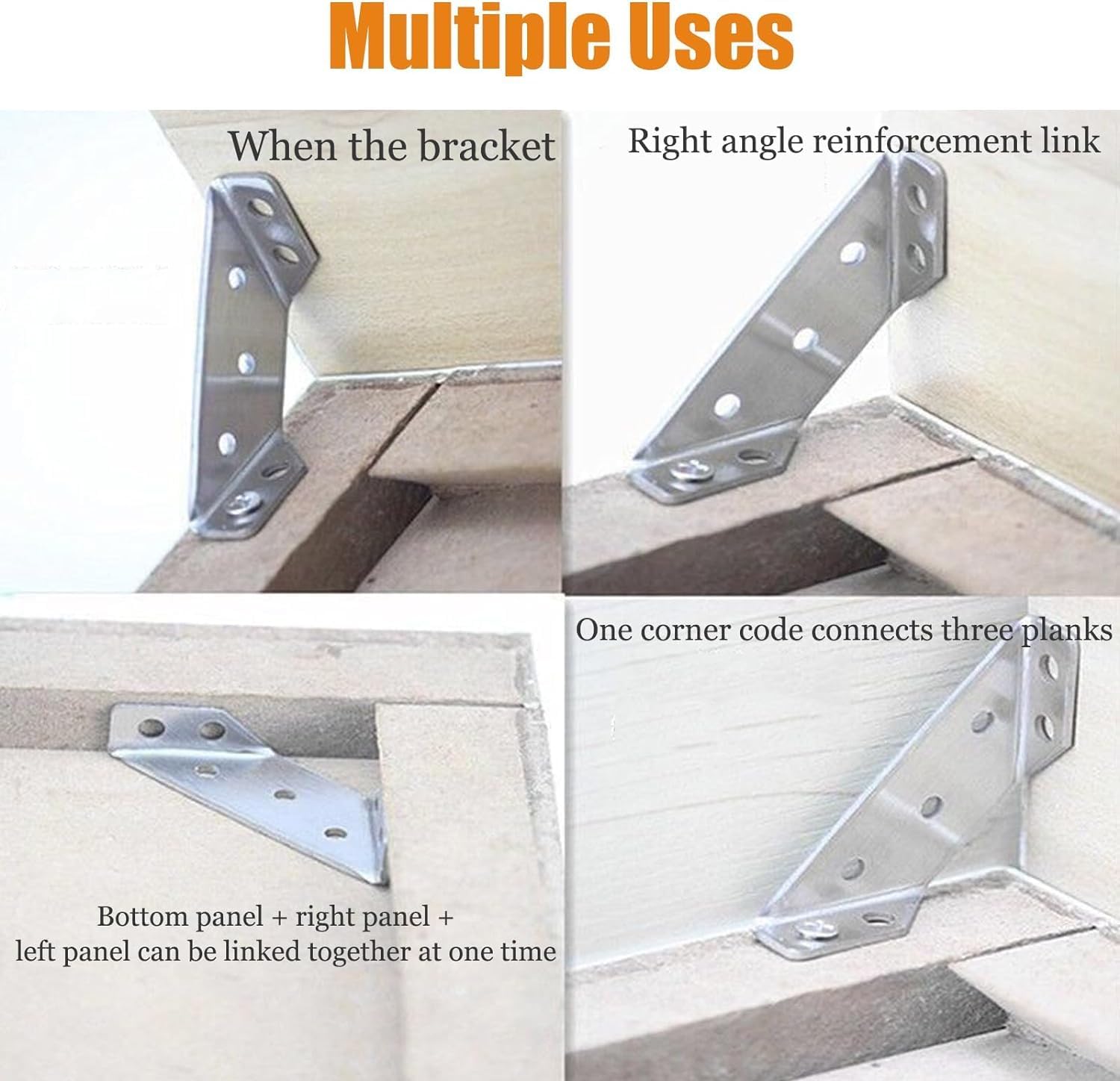 Universal Furniture Corner Connector,Stainless Steel Corner Brace Corner Connector-304 Stainless Steel Corner Brace with Screws for Shelf Cabinet Table Chair(10 Sets
