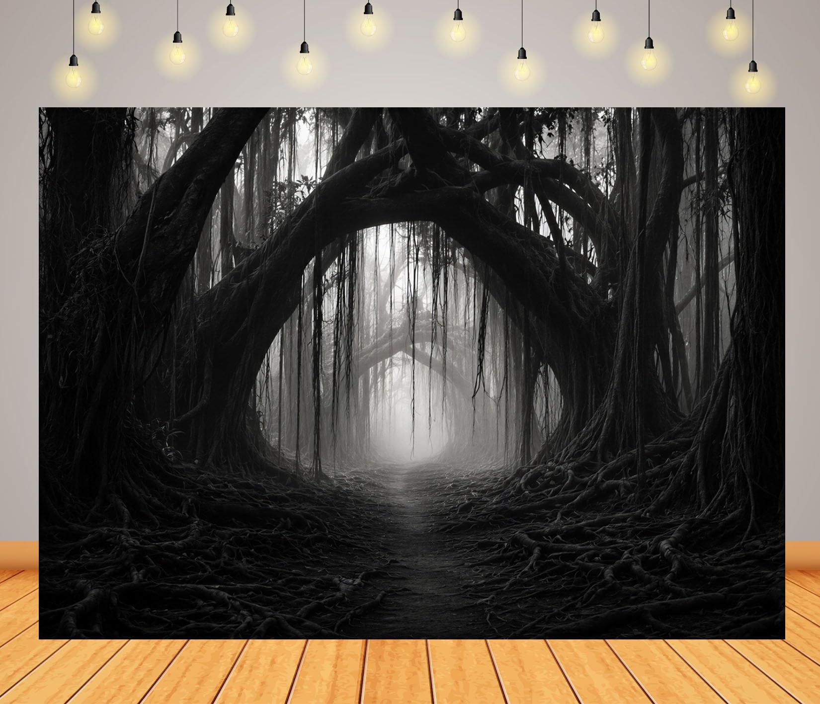 10x8FT (3x2.5m) Tunnel Foresta Bianco E Nero Sfondo Fotografico