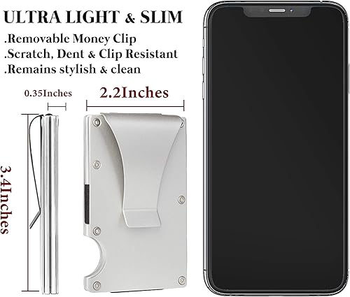 Miniatura 3 de Monedero RFID para hombre regalo minimalista de fibra de carbono Monedero clip de dinero para hombres de aluminio cartera marido papá hijo ideas