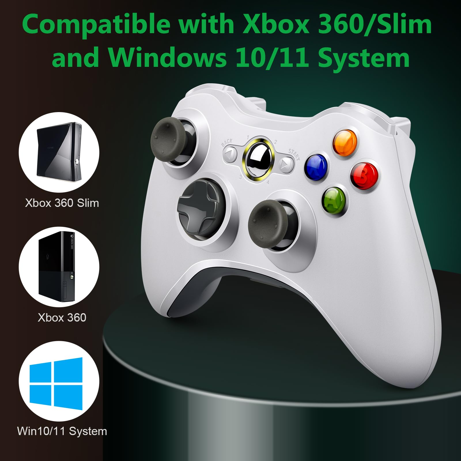 Labtec Controller Wireless per Xbox 360, Gamepad Joystick Wireless 2.4GHZ per Console Xbox 360 & Slim e PC Windows XP/7/8/10/11