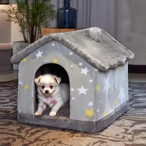 Miniatura 6 de Casa para Perros y Gatos con Cubierta Cueva con Fondo Antideslizante. (Oso Marrón, Mediano) Oso marrón,Gris (Grey Star),Arcoíris