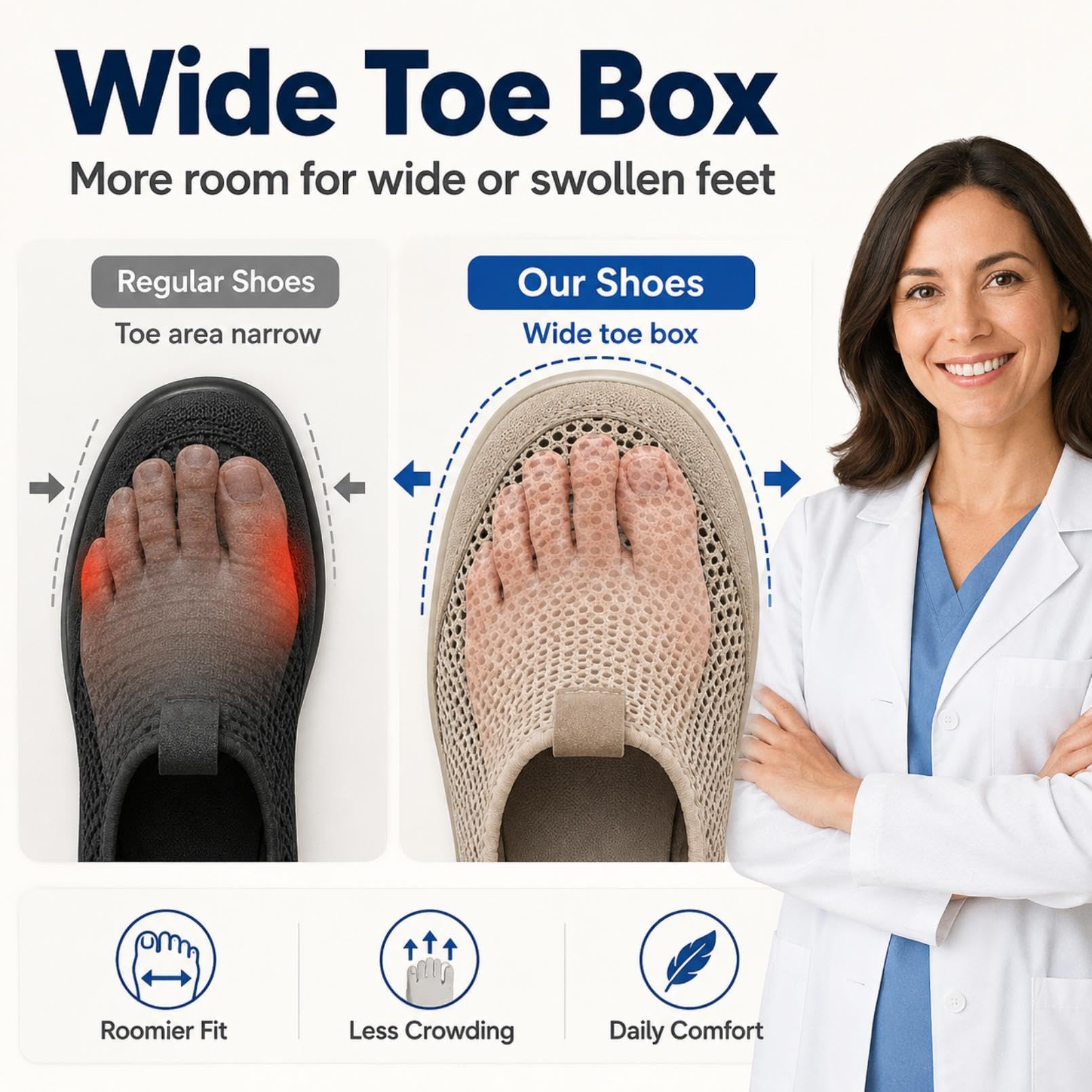 Generisch Diabetikerschuhe Herren Damen Schlupfschuh Orthopädische Wandersneaker