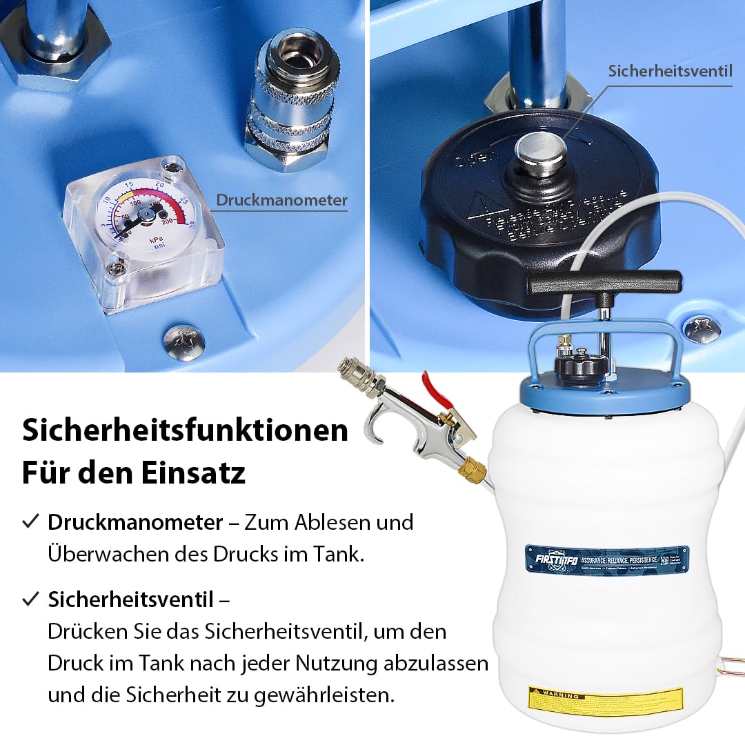 FIRSTINFO Getriebeöl Befüllgerät 10,5 L, Manuelle ATF Befüllpumpe mit 14 Adaptern für Automatikgetriebe DSG CVT, Professionelles Ölfüllsystem A1138HN