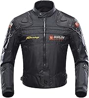 BORLENI Armored Motorcycle Jacket - Windproof All-Season Motorbike Riding Gear with CE Protectors & Removable Liner