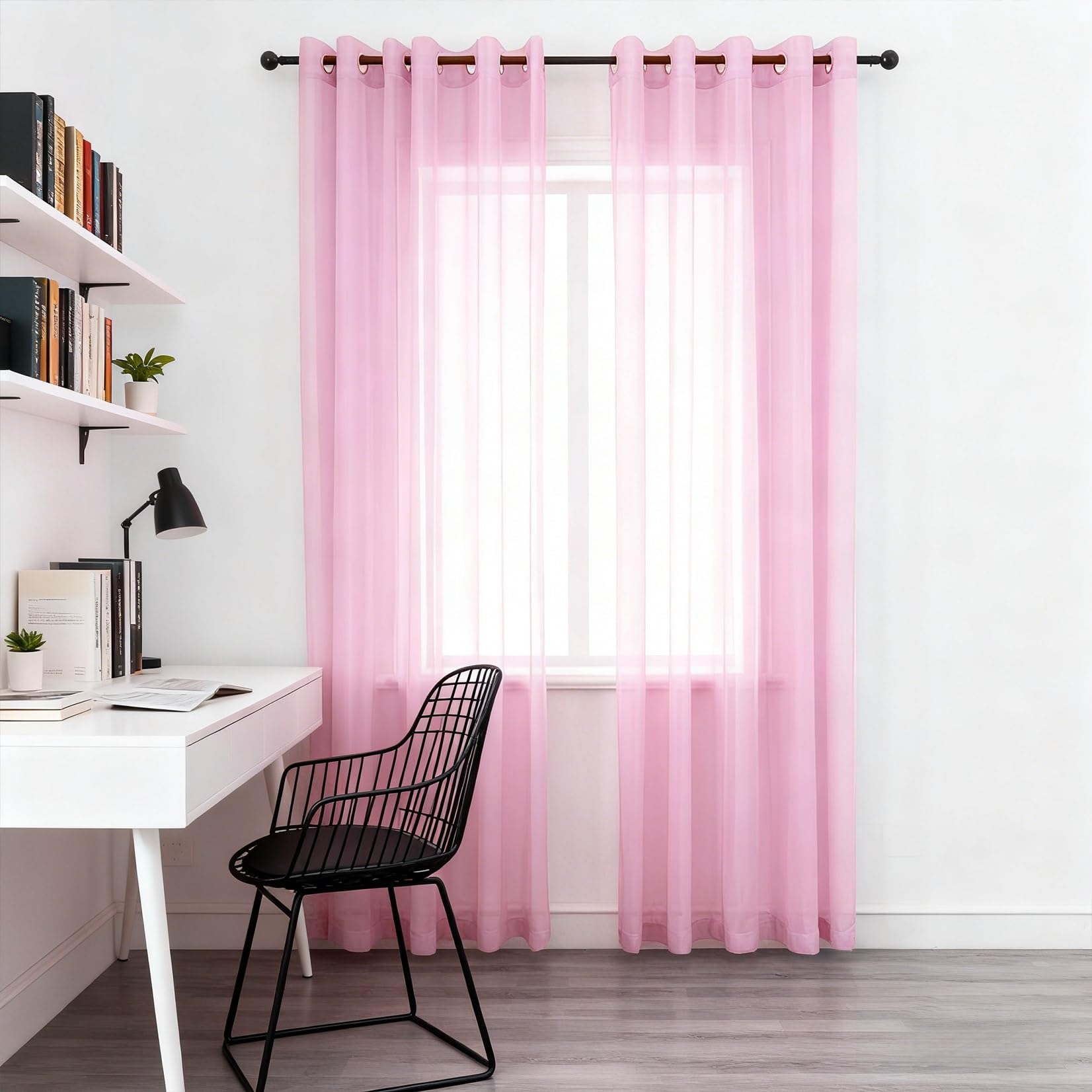 Voilages anti UV rose 125x239 cm protection solaire et décoration translucide