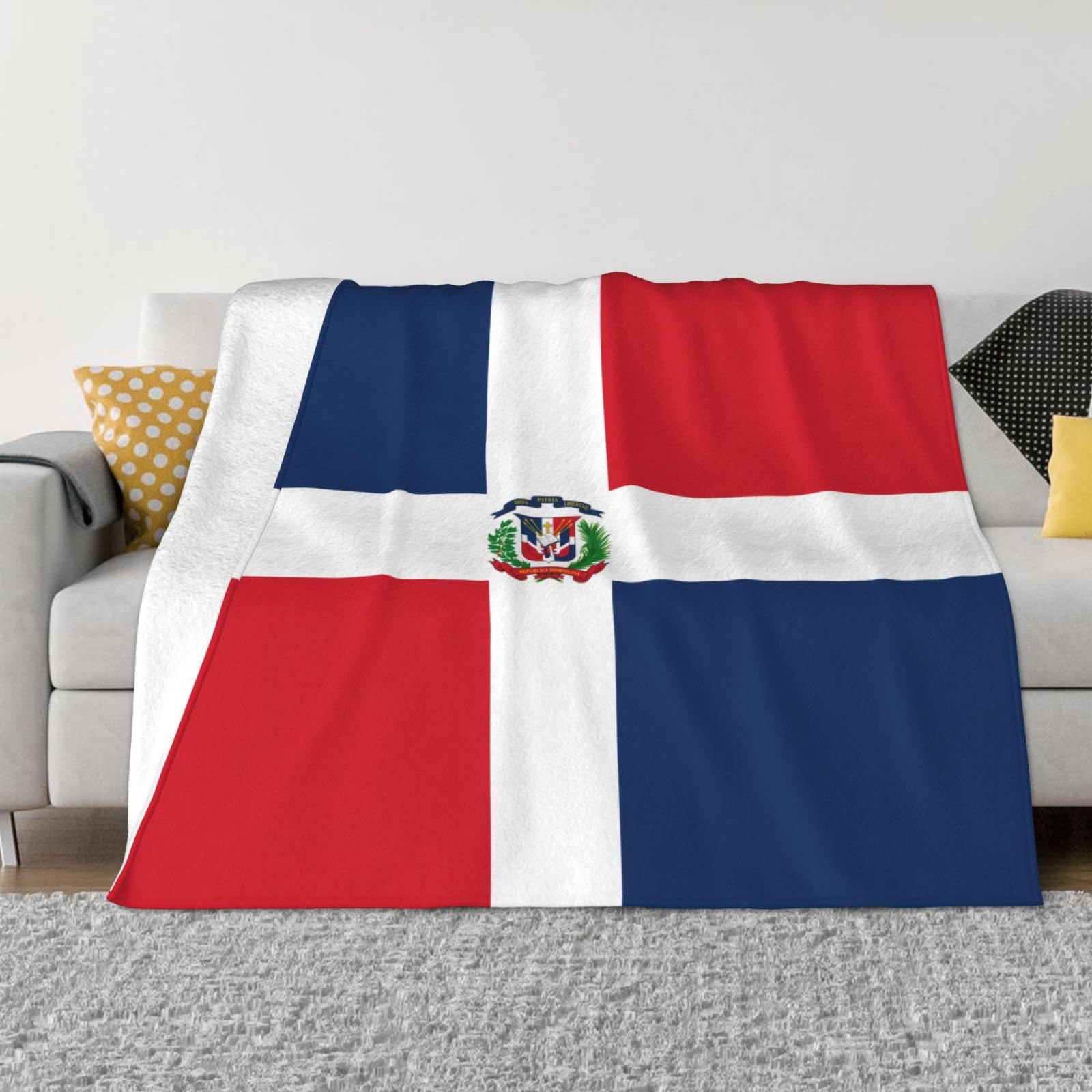 Couverture République dominicaine en flanelle pour soirée cinéma et canapé