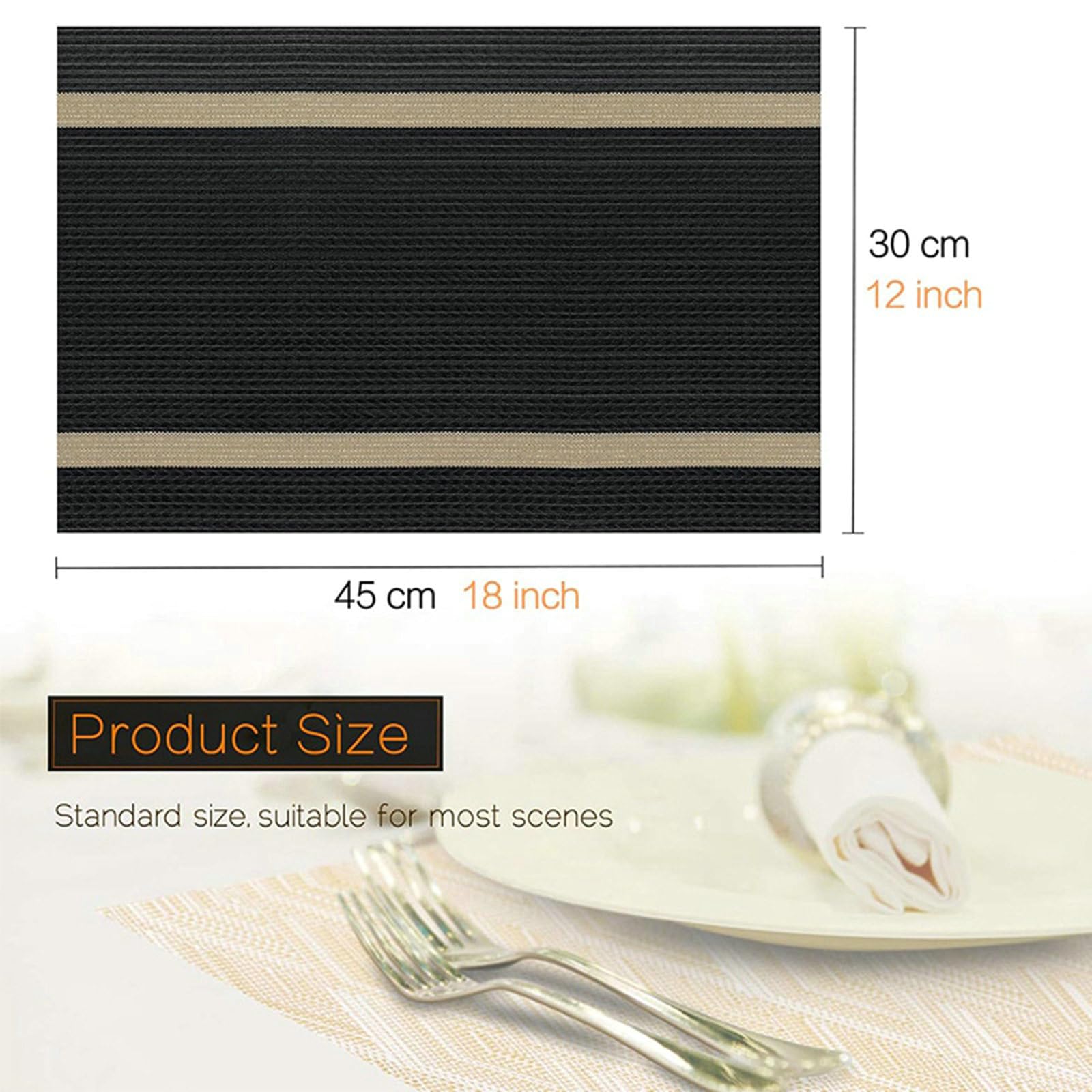 Tovagliette da Tavola in PVC, Set di 10 Tovaglietta Americane Lavabile Strisce Intrecciato, Antiscivolo 30x45CM