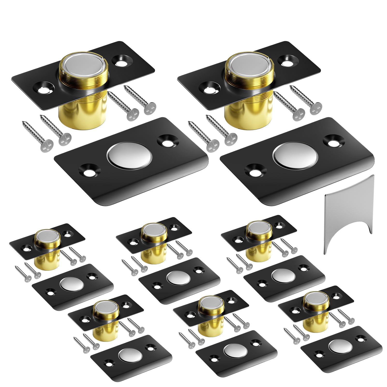View 1 of Tonitrui Magnetic Door Catch, 8 Pack, Black