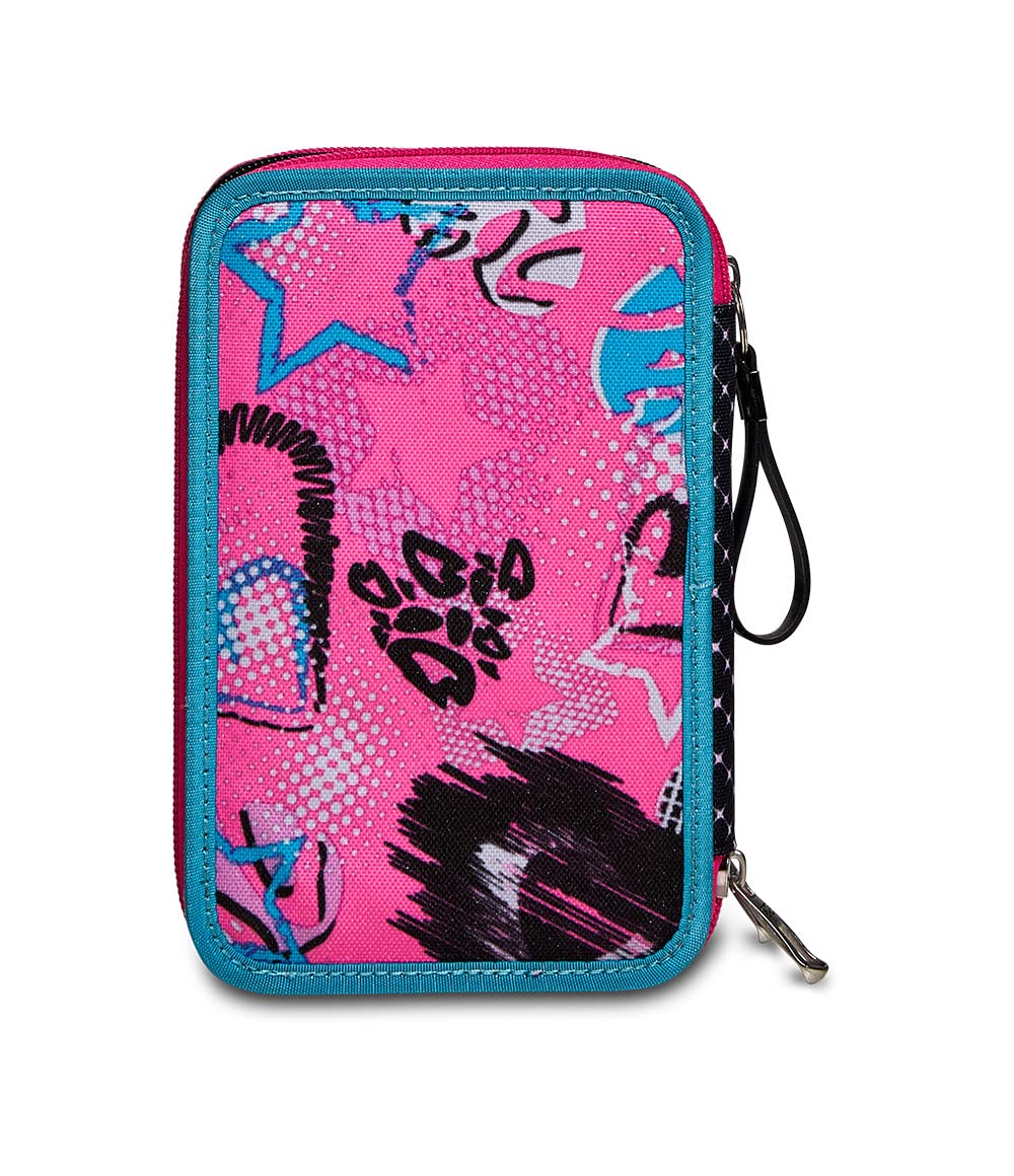 Seven Astuccio Scuola 3 Zip, Rosa Fantasia a Cuori, Glamheart Girl, Portapenne Triplo Scomparto con Matite, Penne e Colori, Accessori Zaino, Scuola, Bambina Ragazza