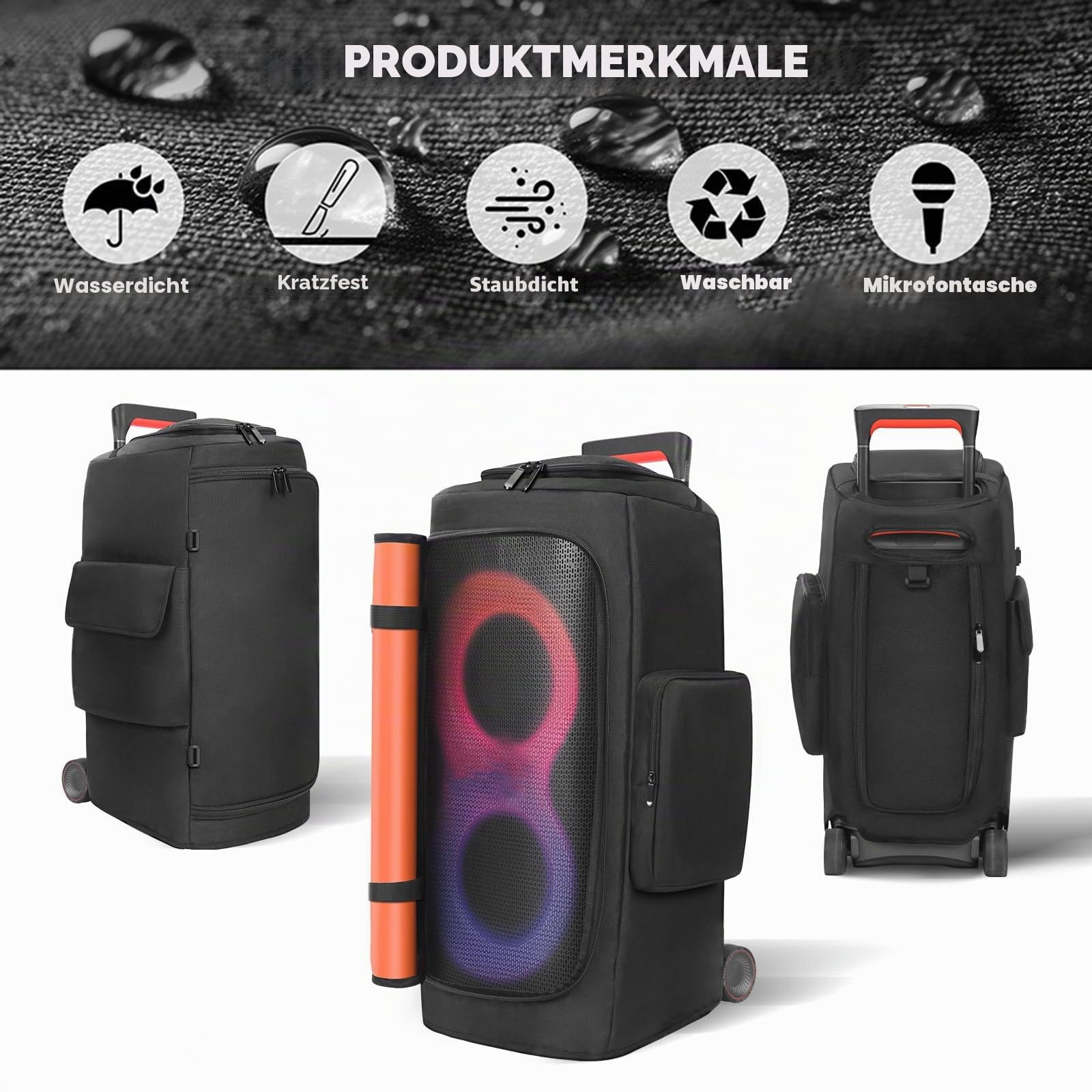 Lautsprecher-Staubschutz, kompatibel mit JBL PartyBox 310 / PartyBox Stage 320, tragbarer Lautsprecher, Schutzhülle, Reisetasche mit Taschen für Zubehör