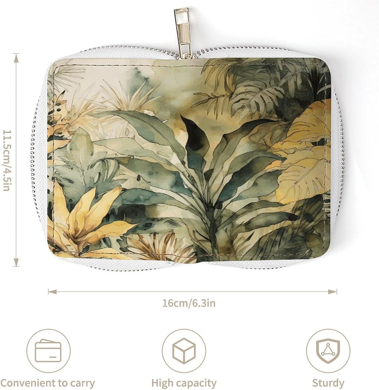 Ink Style Leaves Card Holder RFID Blocking,Credit Card Wallet for Women And Men,Card Case Organizer Bag with Zipper