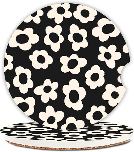 Miniatura 1 de Posavasos absorbentes para automóvil, paquete de 2 unidades, para portavasos de piedra de cerámica de 2.56 pulgadas y base de corcho antiarañazos