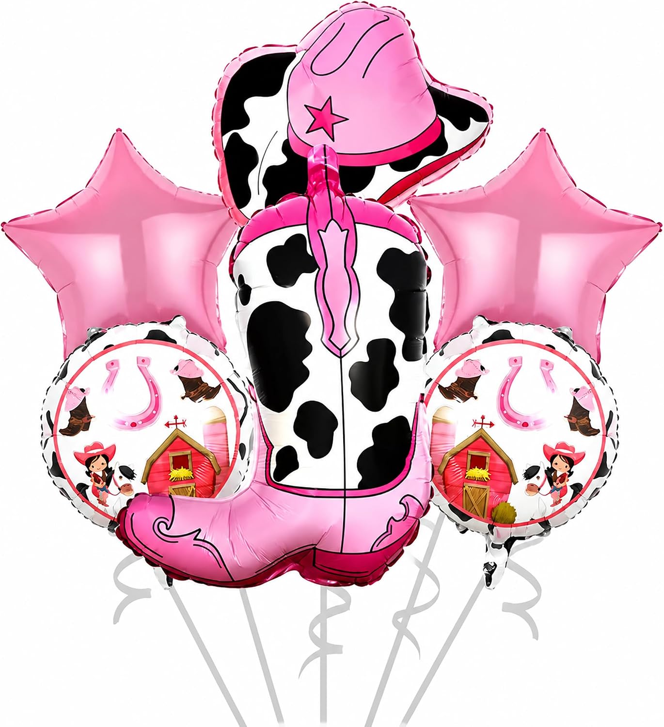 Pink Cowgirl Balloons 6 PCS Western Cowgirl Foil Balloon for Birthday, Bachelorette, Baby Shower Party Supplies