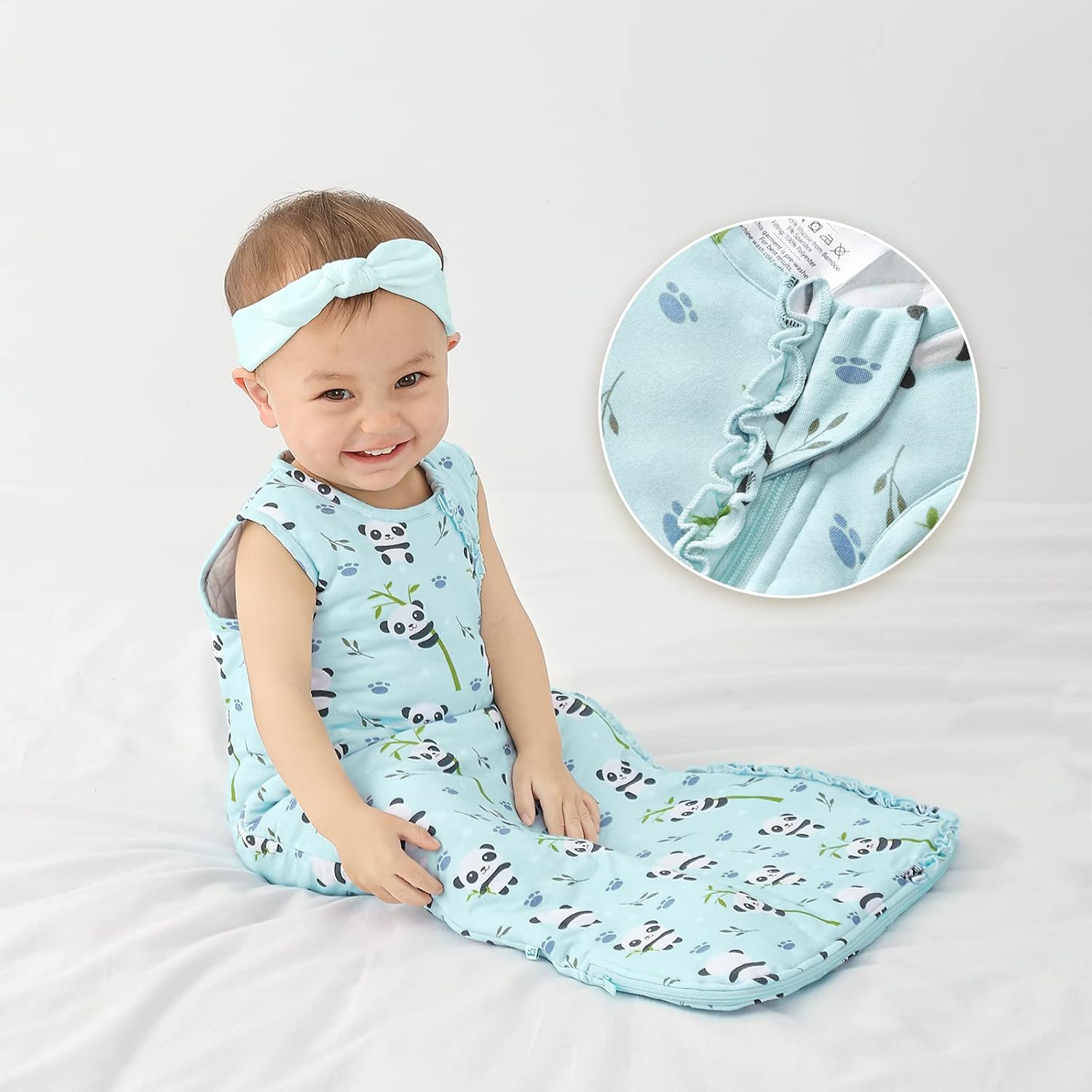 Newborn Baby 1 TOG Sleeveless 2-Way Ruffled Zippered Sleep Bag Viscose from Bamboo 0-36 Months