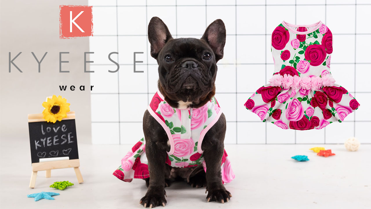 KYEESE Floral Dogs Dresses Rose with Flowers Decor Elegant Princess Doggie Dress for Small Dog Apparel Spring Summer - Image 7