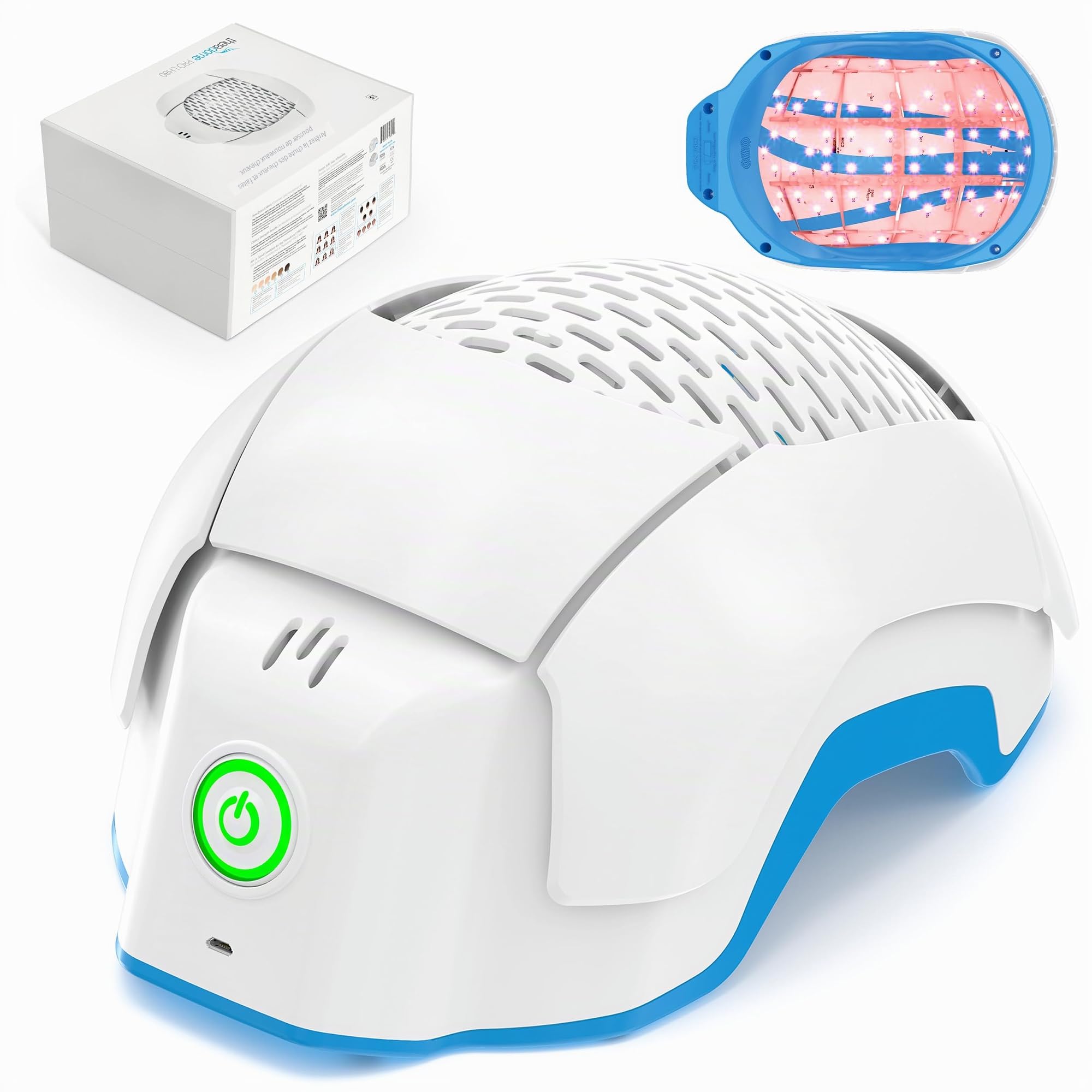 Theradome PRO LH80 PRO Casque laser pour traitement de la chute des cheveux pour homme et femme Blanc